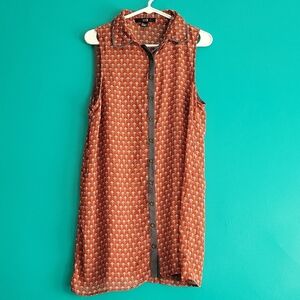Orange Sleeveless Button-Up Tunic/dress